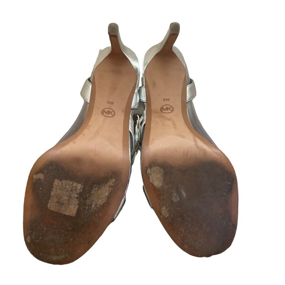 Michael Kors Silver Floral Dress Heels Women’s Size 9M VGUC - Picture 6 of 6